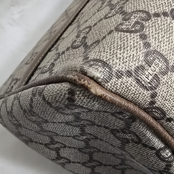 GUCCI GG Plus Canvas Boston Bag PVC Leather Beige - Picture 7 of 16